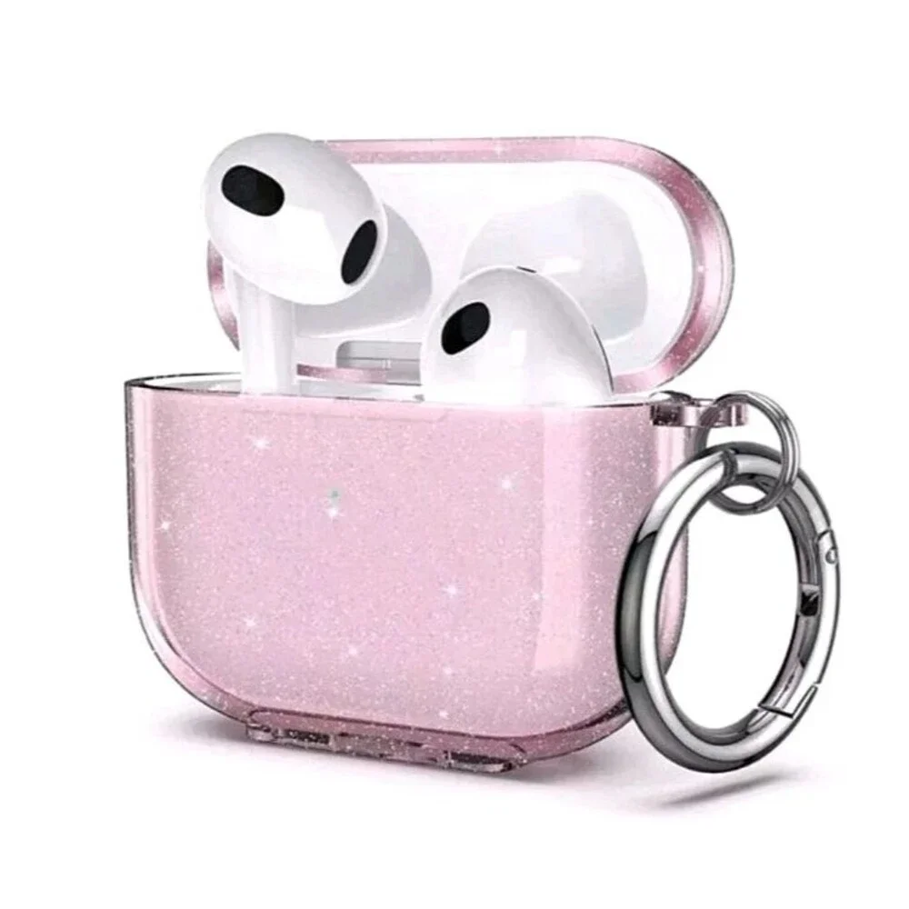 Pink Glitter Case Compatible With Apple AirPods 1 Shockproof